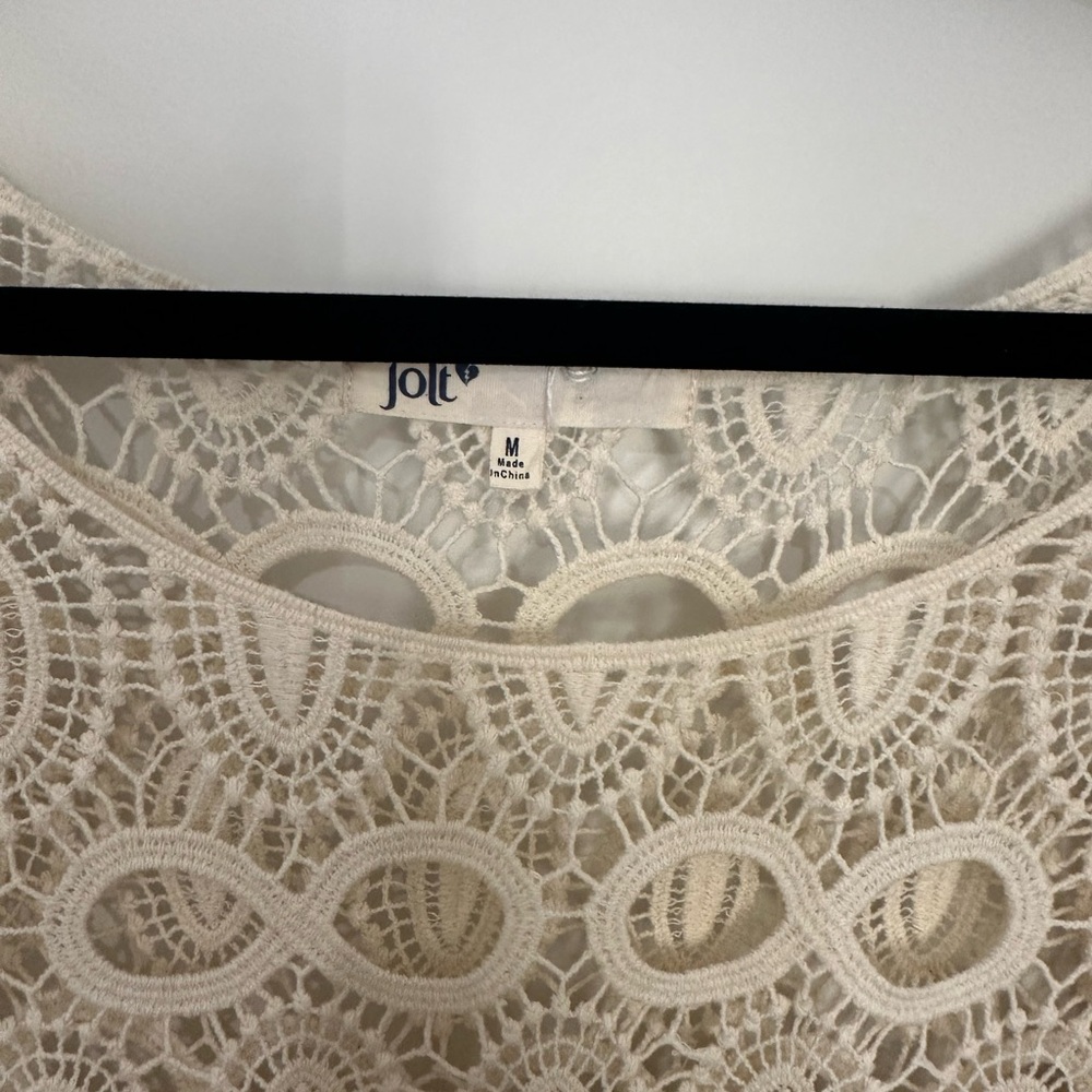 Jolt Cream Crochet Fringe Blouse - Picture 3 of 7